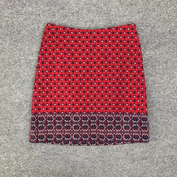 Talbots Skirt Womens 2P Petites Multi Cotton Blend Straight Side Zip Inner Lined - Picture 2 of 10
